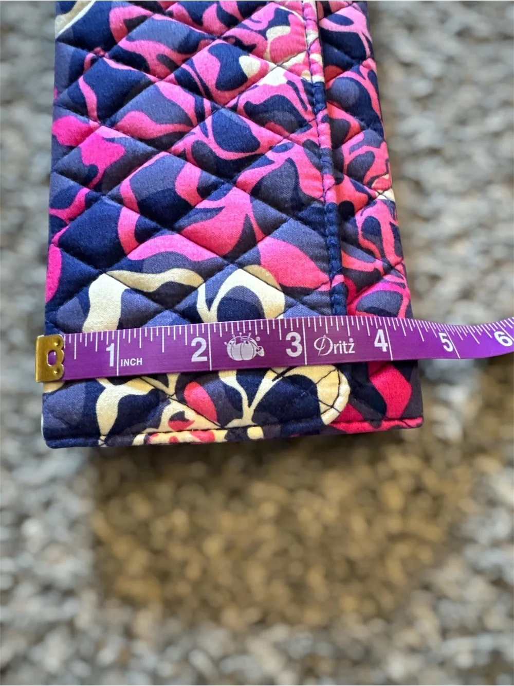 Vera Bradley Quilted Floral Fold-Over Clutch Wallet in Pink, Navy - Picture 6 of 6